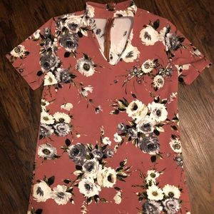 Dusty Rose Floral Mini Dress